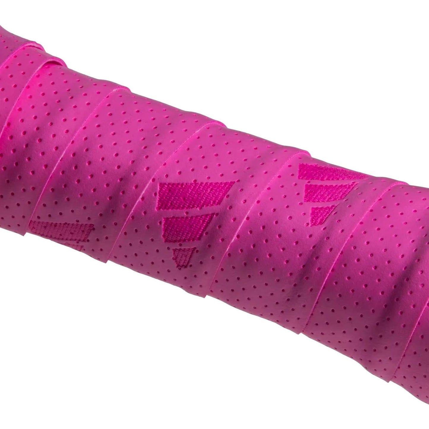 Close-up of adidas ADIDAS Padel Overgrips (3 Pack) in pink, featuring a perforated design and angular texture for improved comfort and performance.