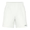 HEAD's Vision Power Mens Padel Shorts in white offer a 4-way stretch for optimal movement, come with an elastic waistband and side pockets. The black printed "HEAD" logo on the lower left leg adds a stylish touch, while moisture transfer technology keeps you cool and dry.