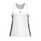 HEAD Club 25 Tech Women's Padel Tank Top in navy and white features subtle HEAD branding, moisture-wicking Microfiber fabric, and a racerback design. Shown on a plain white background.