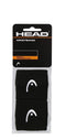Package of two HEAD 2.5" Padel Wristbands in black, featuring a white logo, crafted as a sports accessory for optimal sweat absorption.