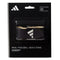 The ADIDAS Antishock Padel Racket Protector Tape - Black, designed for padel, pickleball, and beach tennis, is made of durable, high-quality materials. Featuring a white and black striped logo design, it measures 37cm x 3.6cm x 0.5mm and offers high resistance.