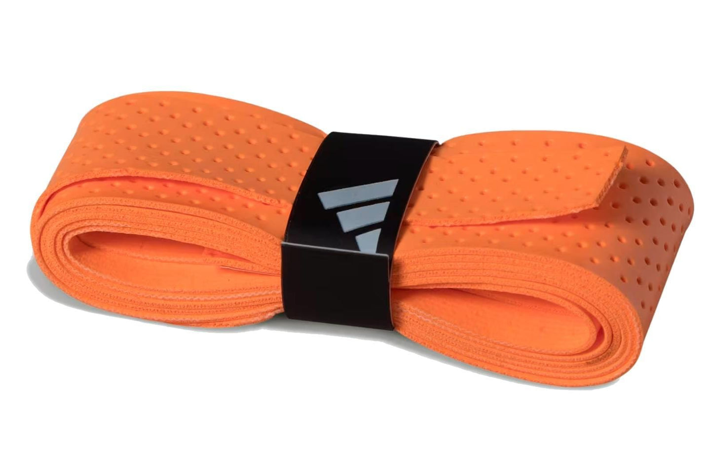 The ADIDAS Padel Overgrips (3 Pack) in orange by adidas feature micro-perforations and a black band with a white logo, providing comfort and performance on the court.