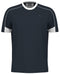 The HEAD Play Tech Men's Padel T-Shirt in Navy delivers sporty flair with its dark short sleeves, white collar accents, and subtle stitching. It features a round neckline and Moisture Transfer Microfiber technology for ultimate comfort during play.