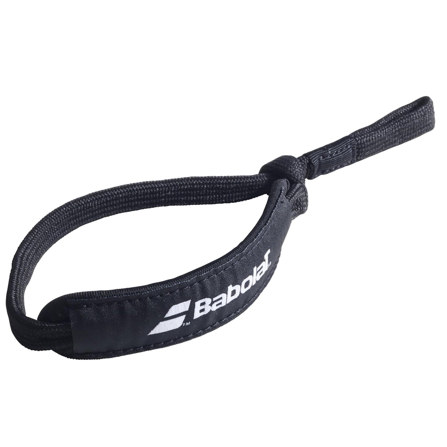 The Babolat Padel Wrist Strap in black features a loop design and removable function. Its durable material includes the white Babolat logo, providing a secure grip for optimal performance. Ideal for complementing your preferred Babolat rackets, it boosts both style and functionality.