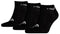 A row of three black HEAD Sneaker Padel Socks showcases white branding on the cuff and a geometric toe pattern, highlighting their comfort-focused design against a white background.