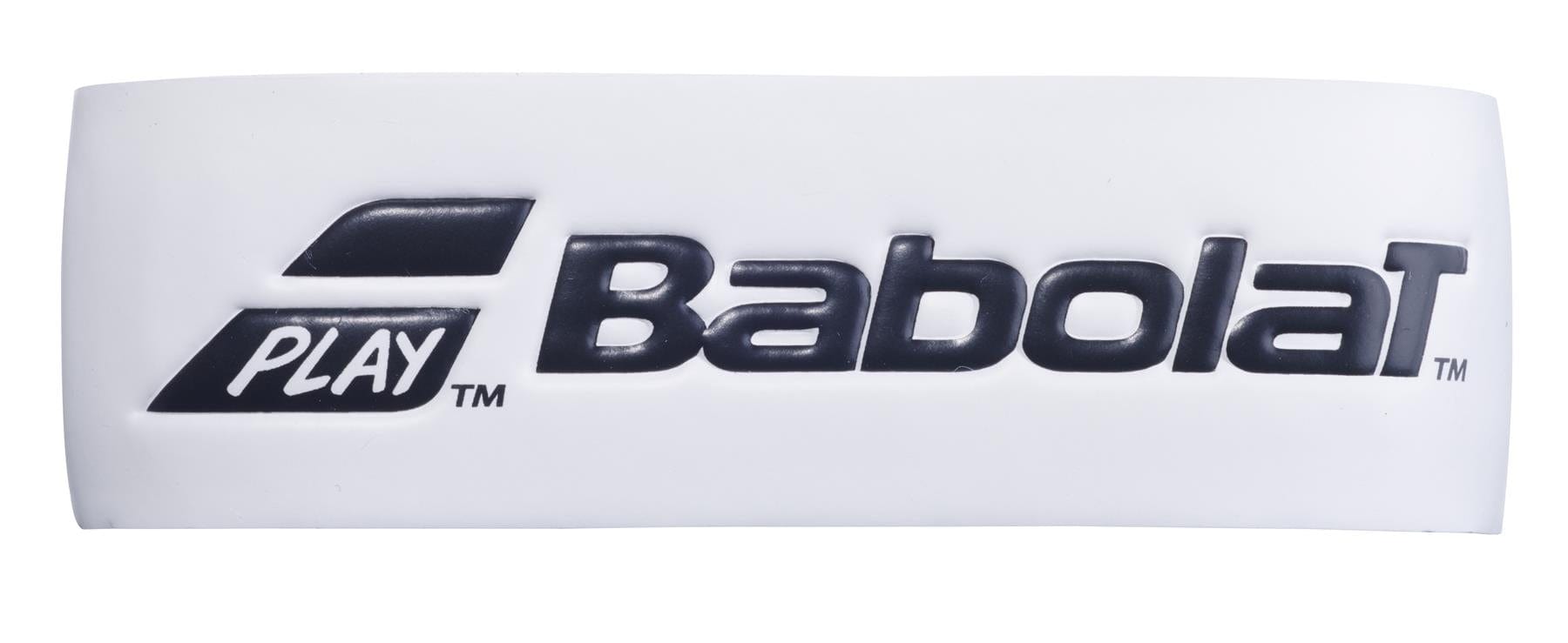 This wristband in white prominently displays the word "Babolat" along with a stylized logo, evoking the renowned absorbency of Babolat's Syntec Pro X1 Replacement Padel Grip.