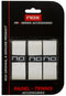 The NOX Pro Padel Overgrips - White (3 Pack) come in a black and red retail package labeled "PRO SERIES ACCESSORIES" and "PADEL - TENNIS ACCESSORIES," designed for padel or tennis rackets to enhance breathability and comfort.