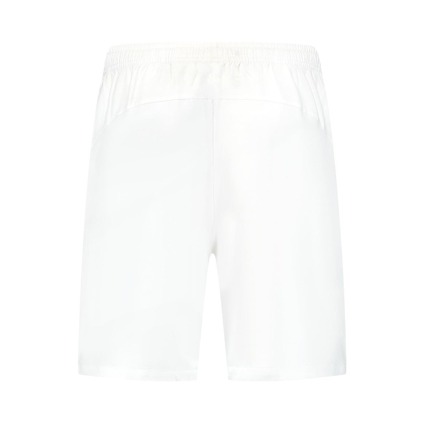 The K-Swiss Hypercourt 7" Men's Padel Shorts 2 - White, made with four-way stretch polyester for a smooth texture, feature an elastic waistband and a back seam across the upper area, balancing style and flexibility for peak performance on the court.