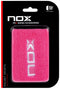 The NOX Padel Wristband - Pink / White features the white "NOX" logo and Balance Fresh tech for wrist protection. It comes in a black and red NOX Pro Series box labeled for racket sports and World Padel Tour.