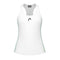 The HEAD Spirit Women's Padel Tank Top by HEAD showcases a white sleeveless design with a centrally placed black logo, enhanced by green accents. Made with Moisture Transfer Microfibre for superior breathability, this tank features a racerback style that combines comfort and fashion.