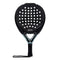 The ADIDAS Metalbone Carbon CTRL 3.3 Padel Racket in black by adidas boasts a teardrop shape with a 6K Carbon pattern, white circular holes, and a black handle with a wrist strap—ideal for players seeking precision and strength on the court.
