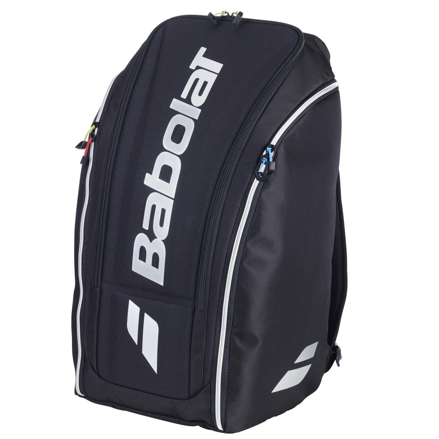 The Babolat RH Perf Padel 2nd Gen Backpack in Black/Silver features multiple zip compartments and a sleek, structured design—ideal for athletes seeking a high-performance padel bag.