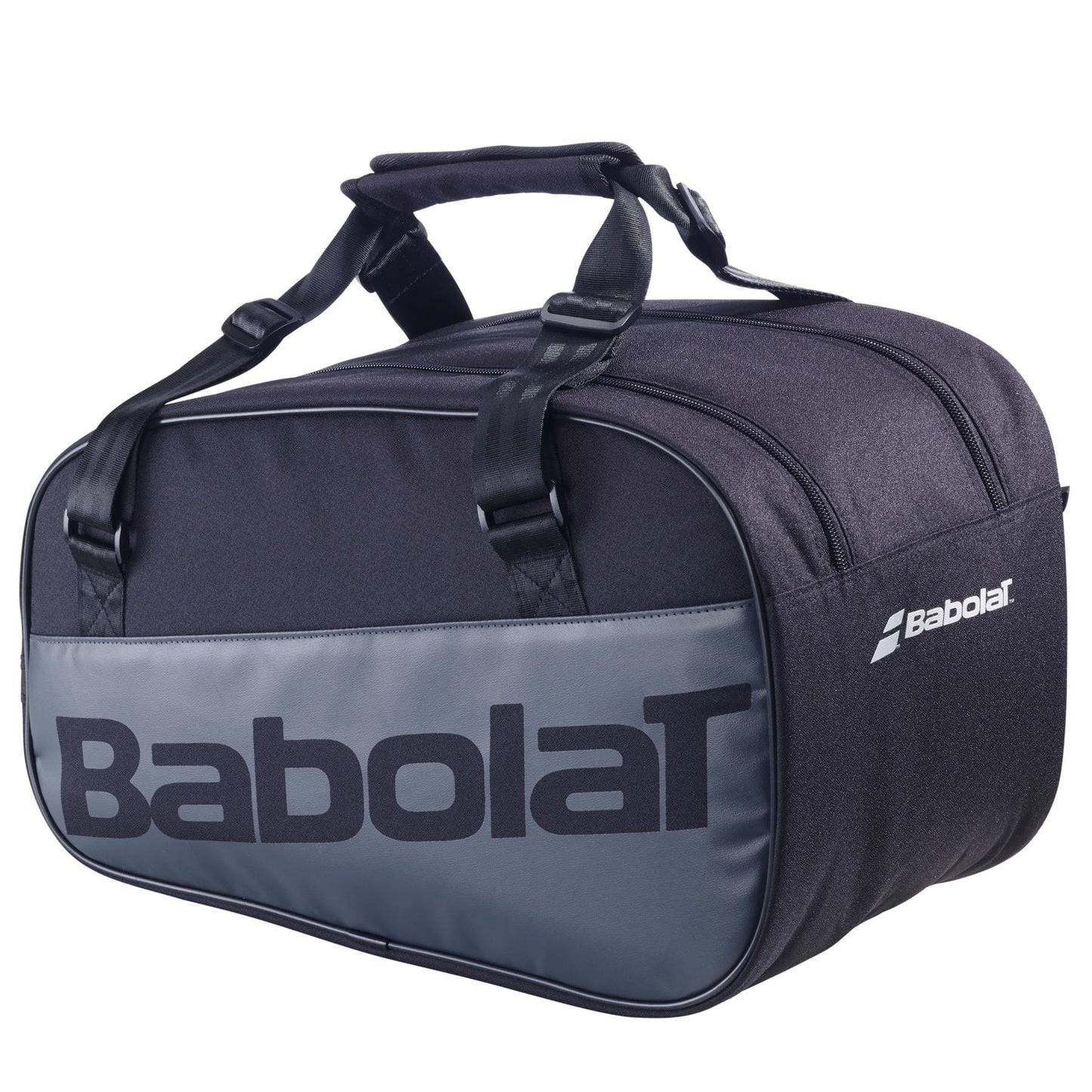Carry your padel gear in style with the Babolat Court S Padel Racket Bag - Black, featuring both handles and a shoulder strap plus a bold Babolat logo on the front.