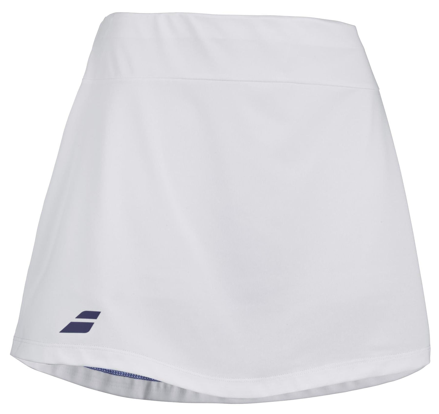 Discover the Babolat Play Women's Padel Skirt in white, showcasing a small dark logo on the bottom left side. Crafted with Fiber Dry technology, this skirt combines plain elegance with sophistication, providing a lightweight and breathable fabric for optimal 360 Motion during all your sports activities.