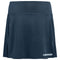 The HEAD Club Basic Women's Padel Skort Long in Navy combines comfort and style with a high waistband and side slit. The white "HEAD" logo adorns the bottom, while its Moisture Transfer Microfibre technology ensures you stay cool and dry.