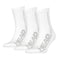 The HEAD Performance Padel Socks (3 Pack) in white, featuring the "HEAD" logo in gray along the side, provide both shock absorption and arch support, and are displayed neatly in a row against a plain white backdrop.