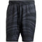 These ADIDAS Club Graphic Men's Padel Shorts are black, featuring a light gray wavy, dotted pattern on an elastic waistband. Made from recycled materials by adidas, they are lightweight and ideal for sports or casual wear.