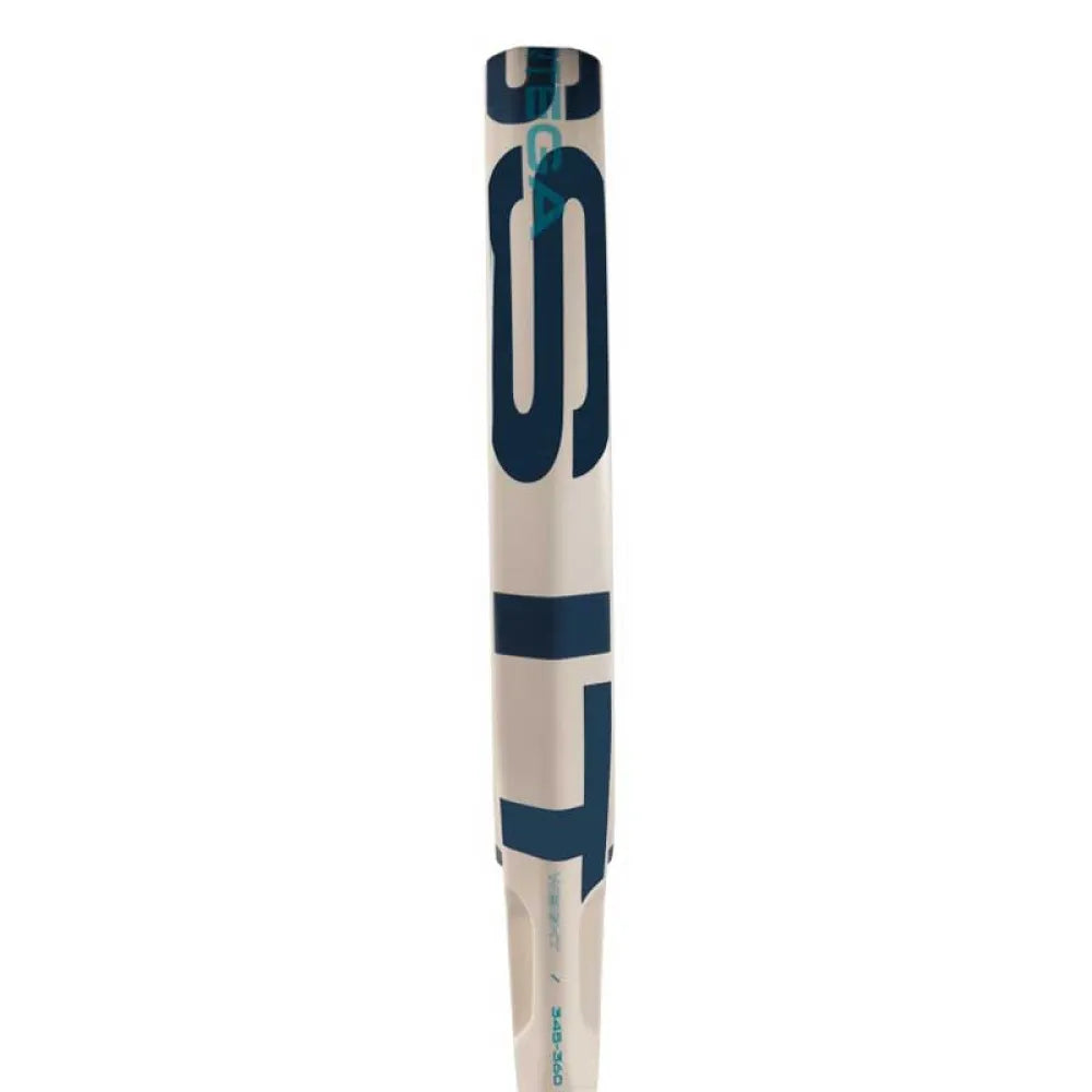 The adidas Cross It Light 3.4 Padel Racket in Chalk White stands upright, featuring bold blue graphics and text along the barrel. Its modern, minimalistic design includes Dynamic Air Flow for improved performance.