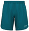 The HEAD Power Men's Padel Shorts - TE feature blue 4-way stretch fabric with an elastic waistband and black side panels. "HEAD" is printed in white on the lower right leg, ideal for padel enthusiasts seeking style and functionality.