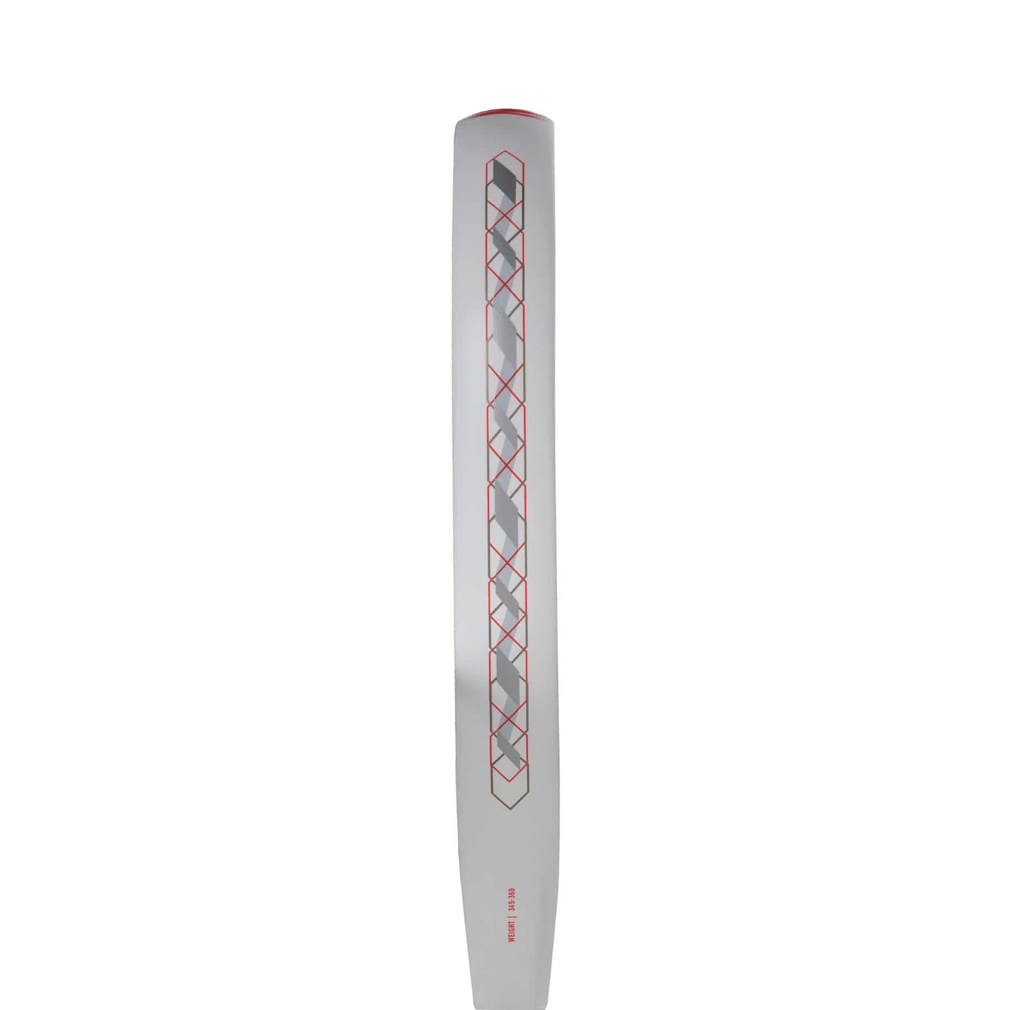 The ADIDAS Match Light 3.4 Padel Racket by adidas is elegantly designed in clear and red, showcasing a striking geometric pattern down the middle, making it an ideal choice for beginners.