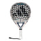 The adidas Cross It Light 3.4 Padel Racket in Chalk White features Power Extra Grip, a perforated hitting surface, white handle, black adidas logo on the face, and a black wrist strap for secure play.