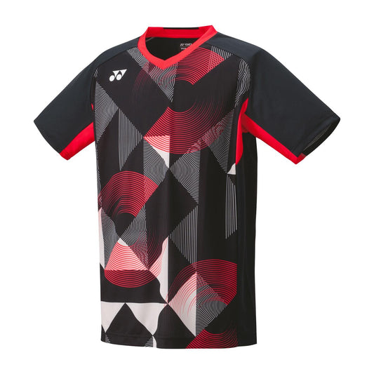 The Yonex 10576 Crew Neck Men's Padel T-Shirt in black incorporates VeryCool Dry technology to keep you comfortable during intense activities.