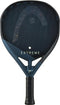 The HEAD Extreme One 2025 Padel Racket in black/blue features "EXTREME ONE" on the face, Extreme Spin tech, a textured 12K Carbon Fibre surface, and a perforated design for added control.