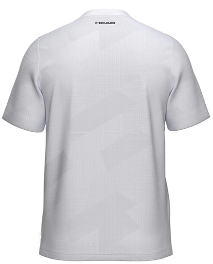A HEAD Pro Mens Padel T-Shirt - PUXP is shown from the back, with the black "HEAD" logo near the neckline and a subtle geometric pattern on its breathable fabric.