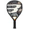 The Bullpadel Neuron 02 2026 Padel Racket in black and gold features a large white “B” logo, multiple round holes, textured black handle, and stylish accents—delivering pro-level performance from Bullpadel.