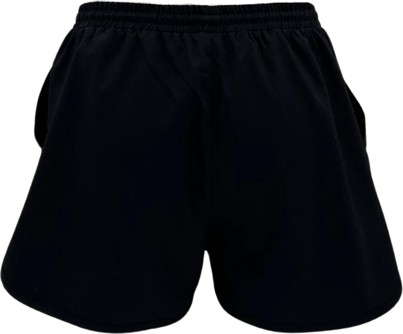 The Yonex YST2024 Womens Padel Shorts in black feature breathable sports fabric, an elastic waistband, and side pockets, shown against a white background.