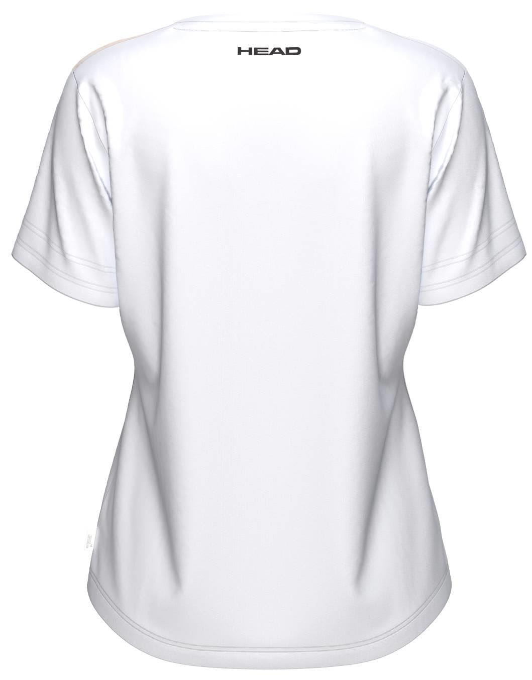 Back view of the HEAD Tie-Break II Women's Padel T-Shirt - APXW, featuring "HEAD" in black near the neckline. This HEAD apparel offers a relaxed fit and moisture-wicking fabric for all-day comfort.