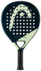 The HEAD Evo Extreme 2025 Padel Racket by HEAD features a blue and green design with "EXTREME" on the face, multiple round holes, and a textured black grip—ideal as a comfortable beginner padel racket.