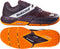 A pair of Babolat Movea 2 Men's Padel Shoes in brown and cream, featuring an orange sole. The top image displays a side view, while the bottom image showcases the textured outsole with both Babolat and Michelin logos, emphasizing these high-performance men's padel shoes.