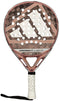 The adidas Cross It Light 2026 Padel Racket in white/pink features a geometric design with a large logo, "CROSS IT LIGHT" text, a perforated white handle, and a black wrist strap.