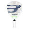 The Bullpadel Pearl 2025 Padel Racket showcases a sleek modern design with a white frame, large blue "B", and TRINAMIC technology for enhanced performance. It features multiple round holes, a white grip, and "Bullpadel" in black near the handle.