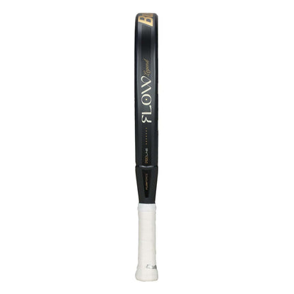 The Bullpadel Flow Legend 2026 Padel Racket in black features "FLOW" in bold white on the frame, a white handle grip, and advanced Flowforce technology for superior performance.