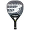The Bullpadel XPLO Comfort 2026 Padel Racket - Grey features a black grip, round perforated face, bold white "B" logo, and expert branding for explosive power and comfort.
