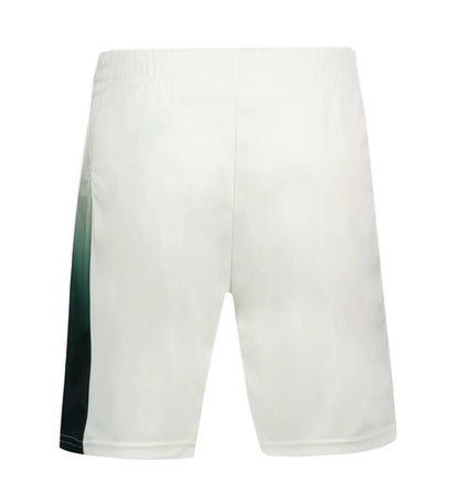 Back view of Le Coq Sportif Pro Mens Padel Shorts - Marshmallow, featuring an elastic waistband and a subtle dark gradient on the left, made from breathable fabric for superior comfort.
