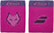 Two raspberry Babolat Terry Jumbo Juan Lebron Wristbands, made of soft terry, feature distinct logos—one with a wolf and one with a stylized “B”—just like the ones Juan Lebron wears.
