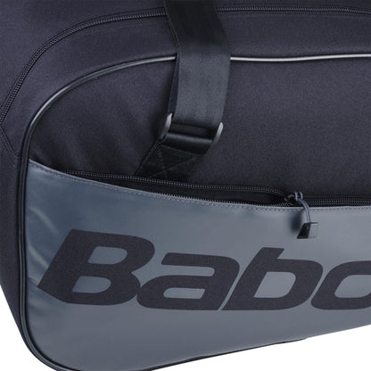 Close-up of the Babolat Court S Padel Racket Bag - Black, featuring a zippered pocket and a large "Babolat" logo on the front flap—perfect for carrying your essential padel equipment.