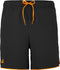 The Babolat Perf Mens Padel Shorts in black feature an elastic waistband with a striking orange drawstring. These men’s sports shorts by Babolat are designed with orange accents at the leg openings and display a small orange logo on the left leg. For added convenience, they include practical side pockets.