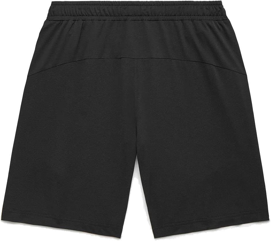 The Yonex 15239YX Knit Men's Padel Shorts in black feature a lightweight design and elastic waistband, shown from the back against a white background.