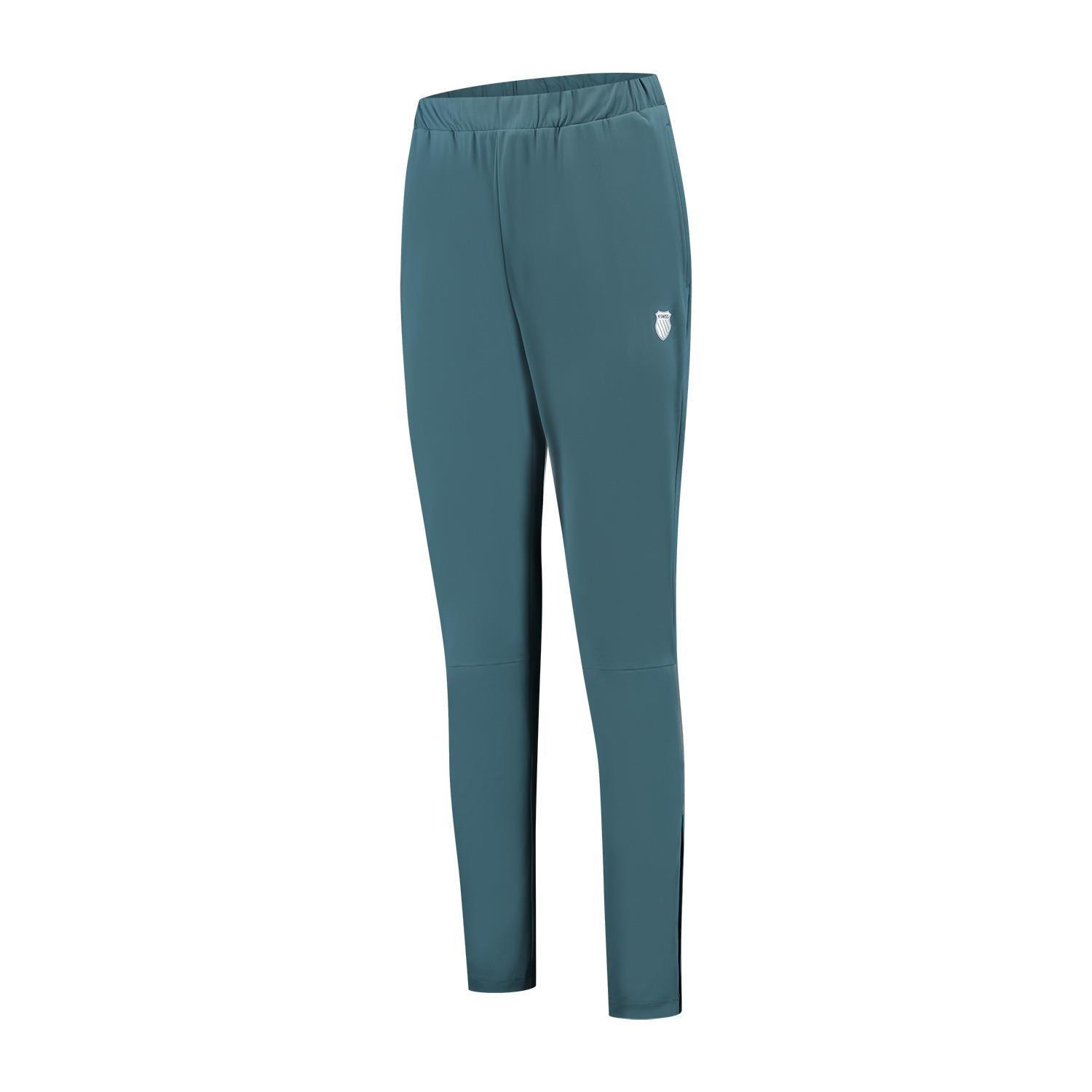 The K-Swiss Hypercourt Men's Padel Tracksuit Pants 7 in Stargazer/White offer a tapered fit with an elastic waistband and a small logo on the left thigh, ideal for performance or casual use.