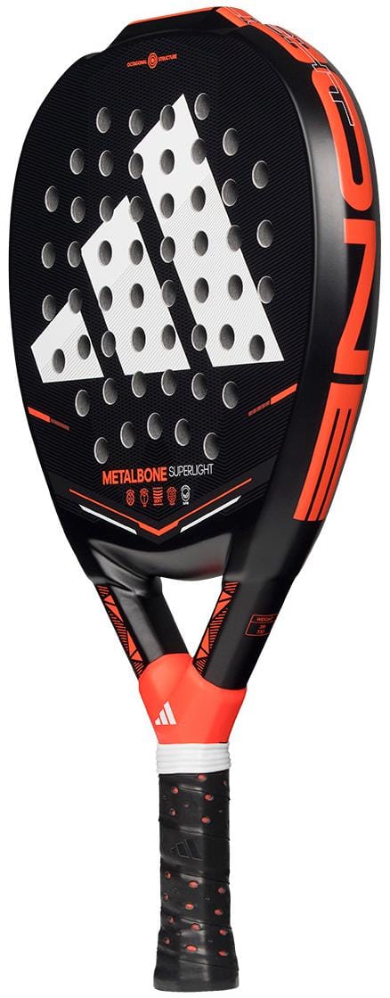 The adidas Metalbone Superlight 2026 Padel Racket in black and red features a lightweight design with a comfortable black grip, adidas branding, and "Metalbone Superlight" text.