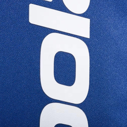 Close-up of bold white text on a blue textured background, likely fabric from the Babolat Court Lite Padel Backpack - Dark Blue. Only parts of the letters "O" and "I" are clearly visible near the racket compartment. Brand: Babolat.