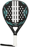 The adidas Match Light 2026 Padel Racket is a black and teal lightweight beginner racket with white grip, diagonal stripes, round holes on the face, branding, and a wrist strap.