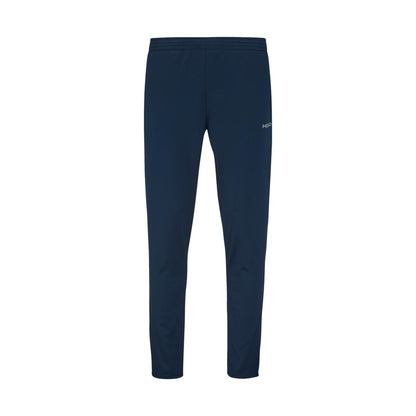 Introducing the HEAD Club Men's Easy Court Tracksuit in Dark Blue, featuring pants crafted from polyester double knit twillback for a perfect blend of comfort and style ideal for everyday wear.