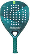 The Bullpadel Neuron 02 Cloud 2026 Padel Racket features a green, perforated face, geometric design, and textured grip. The Bullpadel brand name and logo are on the front of this control racket.