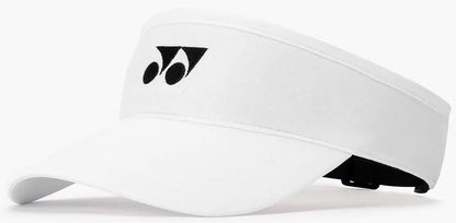 The Yonex 40126EX Padel Visor - White is a lightweight, breathable visor with a curved brim, adjustable fit, and black Yonex logo on the front panel.