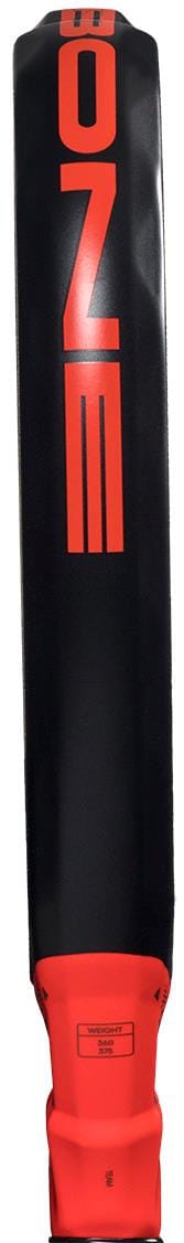 A close-up of the ADIDAS Metalbone Team 2026 Padel Racket by adidas, showcasing its bold red lettering and handle on a sleek black design.